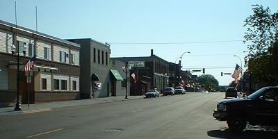 Independence Day flags, downtown Sauk Centre, 2005.