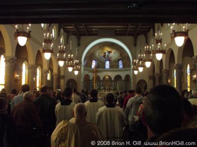 Easter Mass begins, Sauk Centre, Minnesota