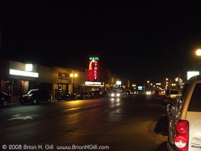 Downtown Main Street at night in Sauk Centre, Minnesota