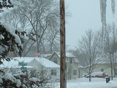 Sauk Centre street with icicles