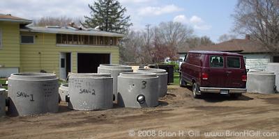 New sewer pipes under Ash Street - and it's about time. Sauk Centre, Minnesota