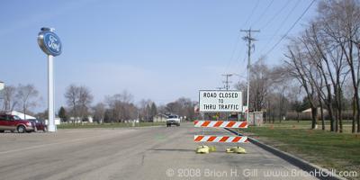 Road Closed sign in Sauk Centre, Minnesota. 