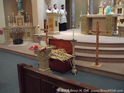 Saint Blaise candles and palm fronds