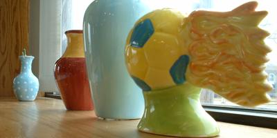 Ceramic Cafe window display in Sauk Centre