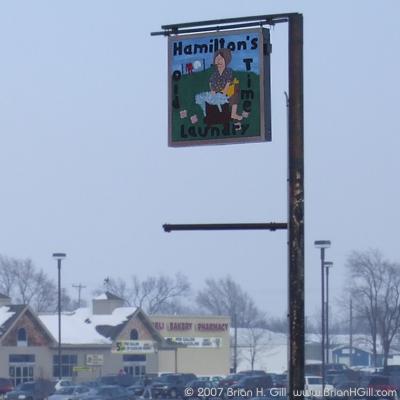 Hamilton's Old-Time Laundry sign in Sauk Centre, Minnesota