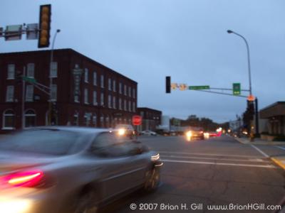 Lights out in downtown Sauk Centre, Minnesota