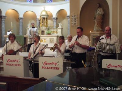 After the polka Mass at Our Lady of the Angels