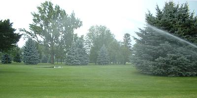 The storm has ended, but the sprinklers carry on