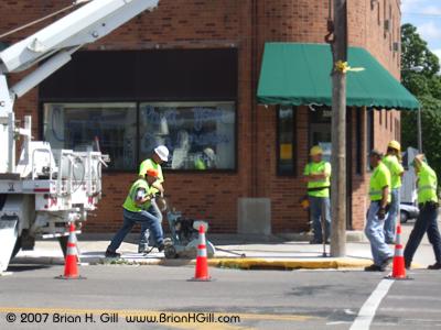 Street work in Sauk Centre, Minnesota