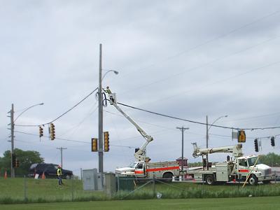 Traffic light work in Sauk Centre, 12th and Main