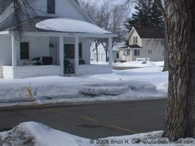 Yellow markings on Ash Street, Sauk Centre, Minnesota