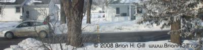 Ash Street South, Sauk Centre, Minnesota: Paint on the snow?!