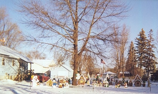 Christmas village yard display in Sauk Centre
